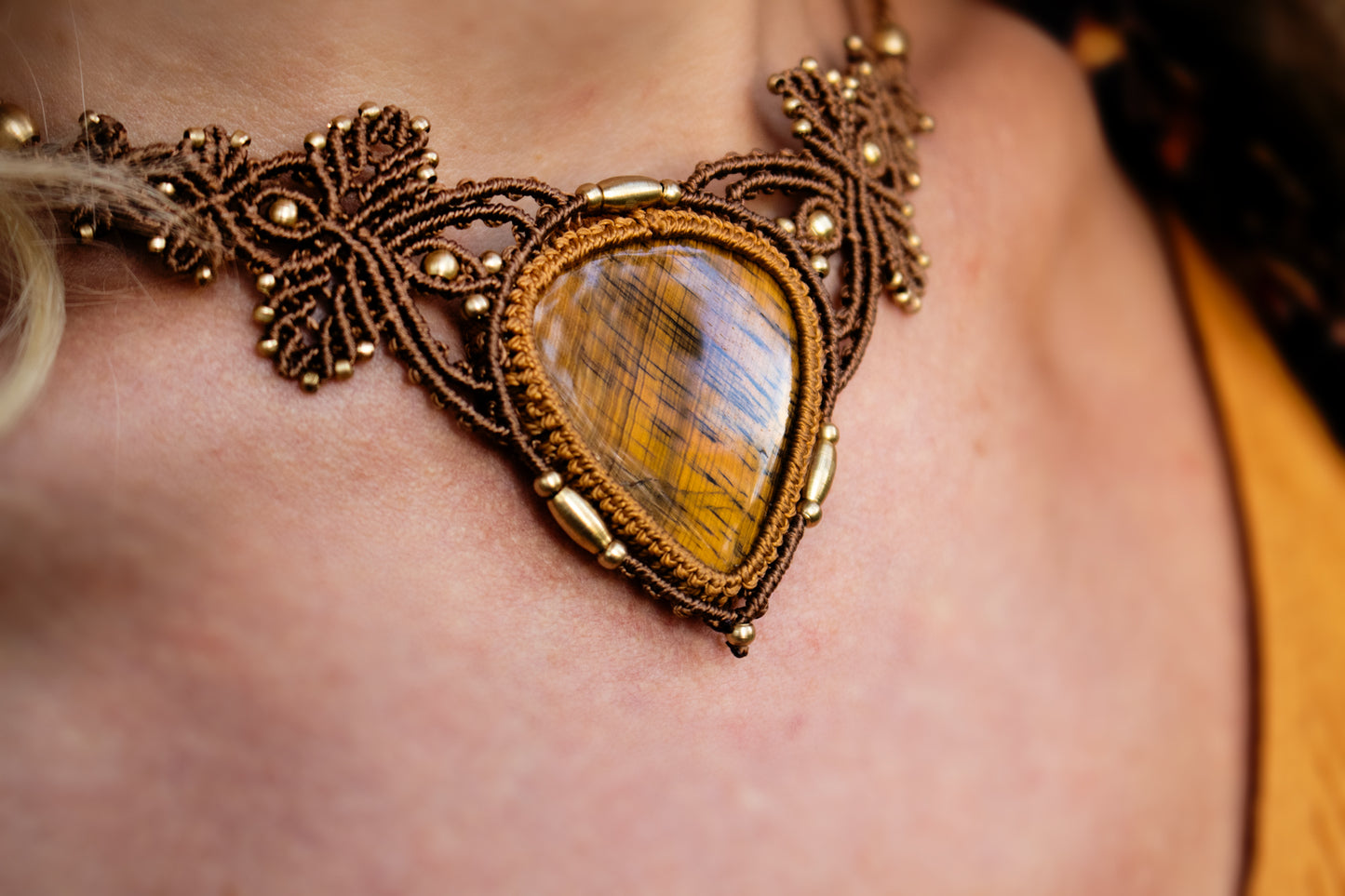 Autumn bloom tiger's eye necklace