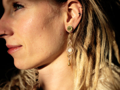 Moonstone Teardrop Macramé Earrings