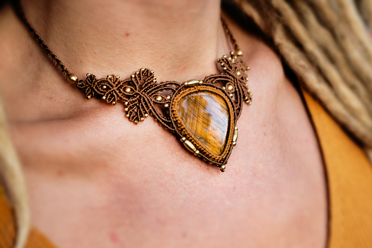 Autumn bloom tiger's eye necklace