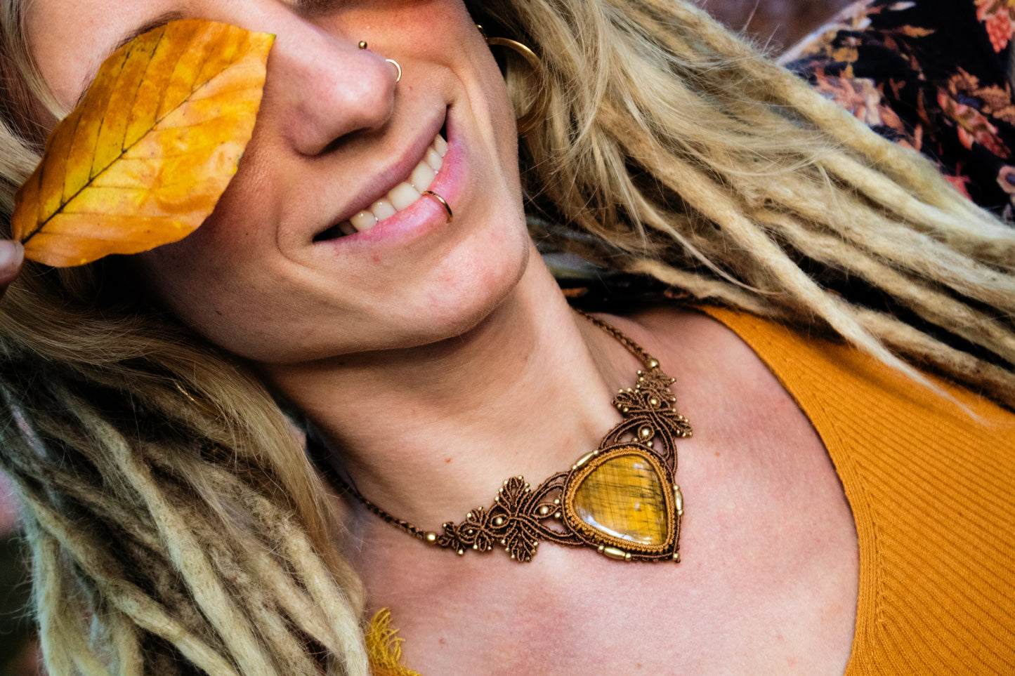 Autumn bloom tiger's eye necklace