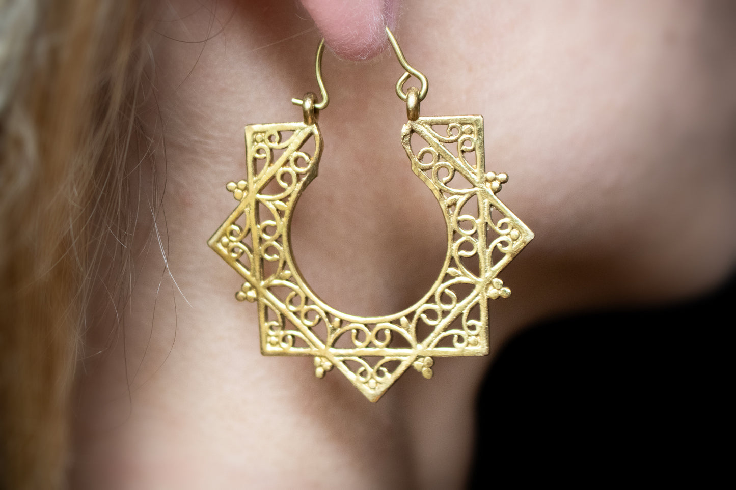 Mandala Brass Hoop Earrings