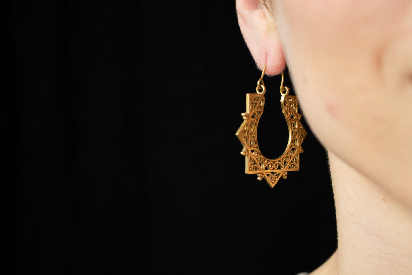 Mandala Brass Hoop Earrings