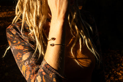 Teardrop Stone Brass Cuff Bracelet - Available in various gemstones