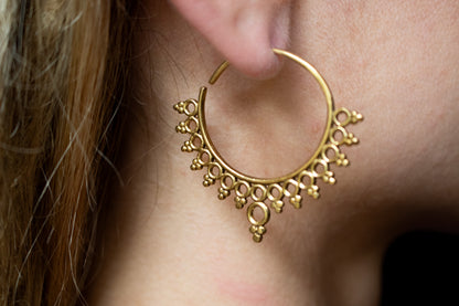 Fractal Brass Hoop Earrings