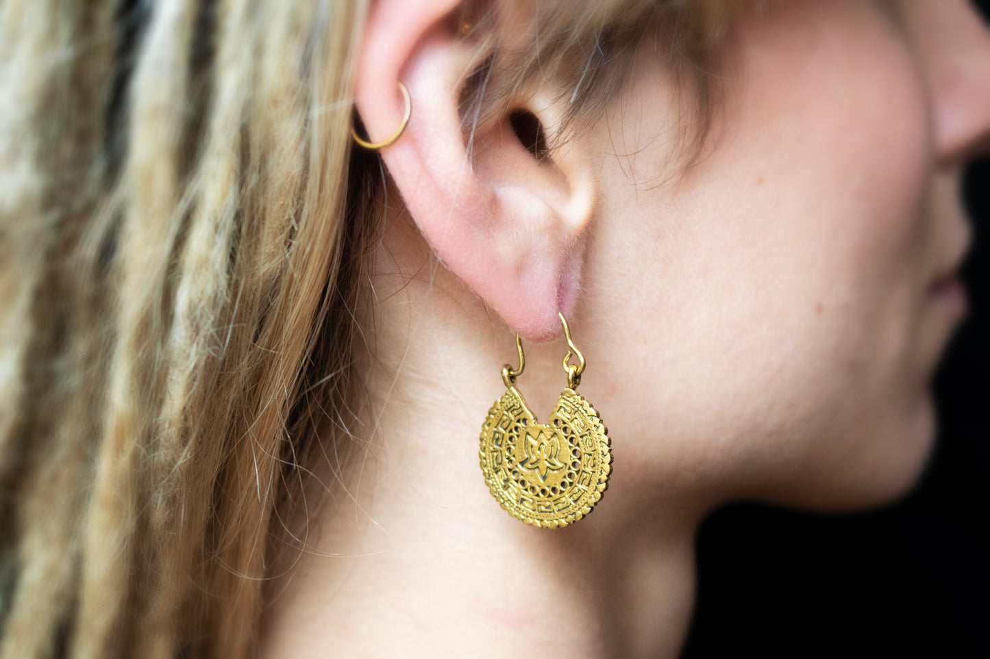 Lotus Mandala Brass Earrings