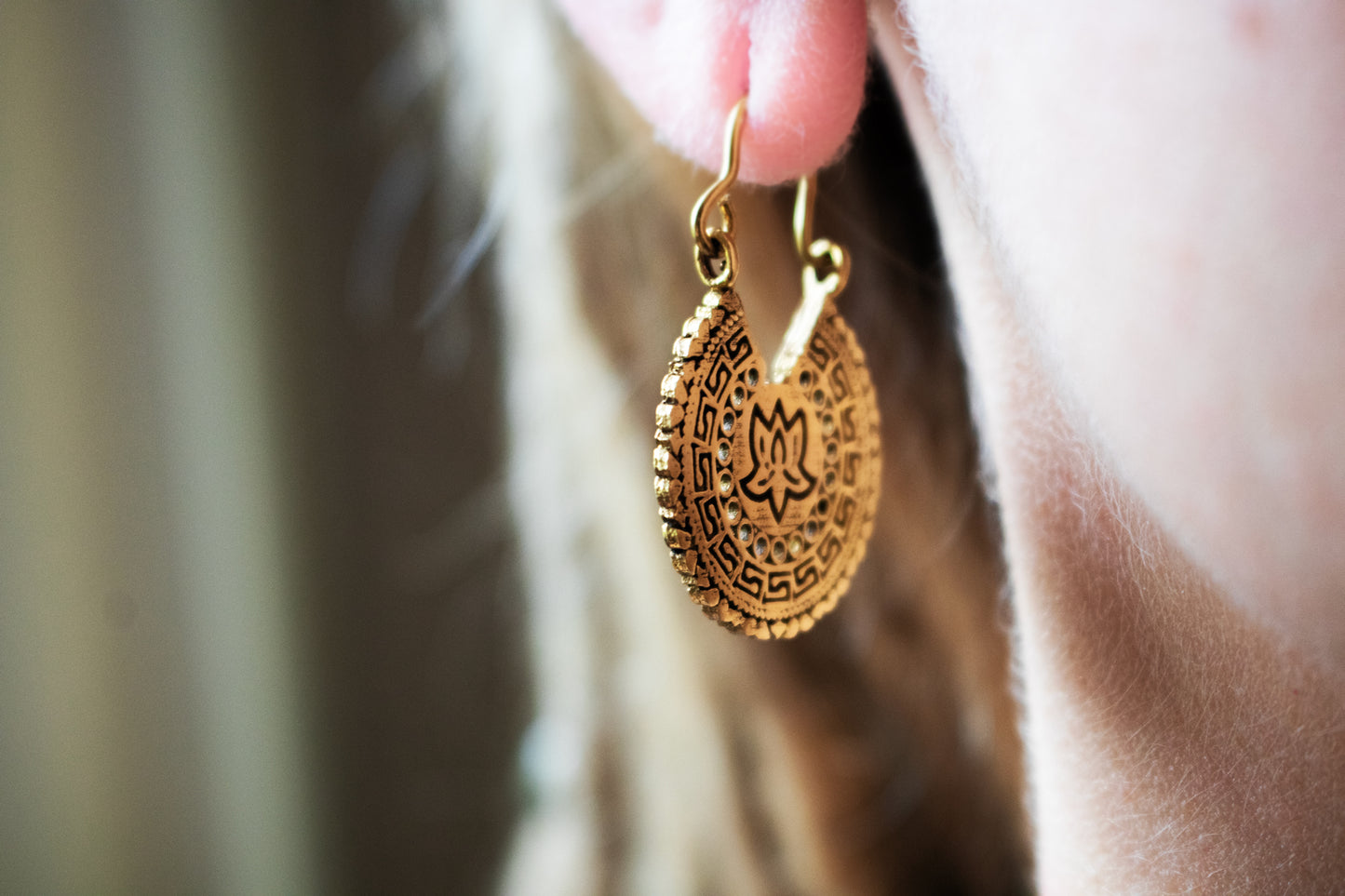 Lotus Mandala Brass Earrings
