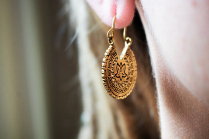 Lotus Mandala Brass Earrings