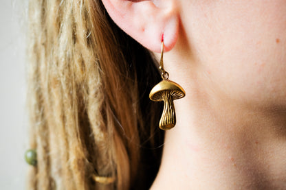 Mushroom Brass Earrings