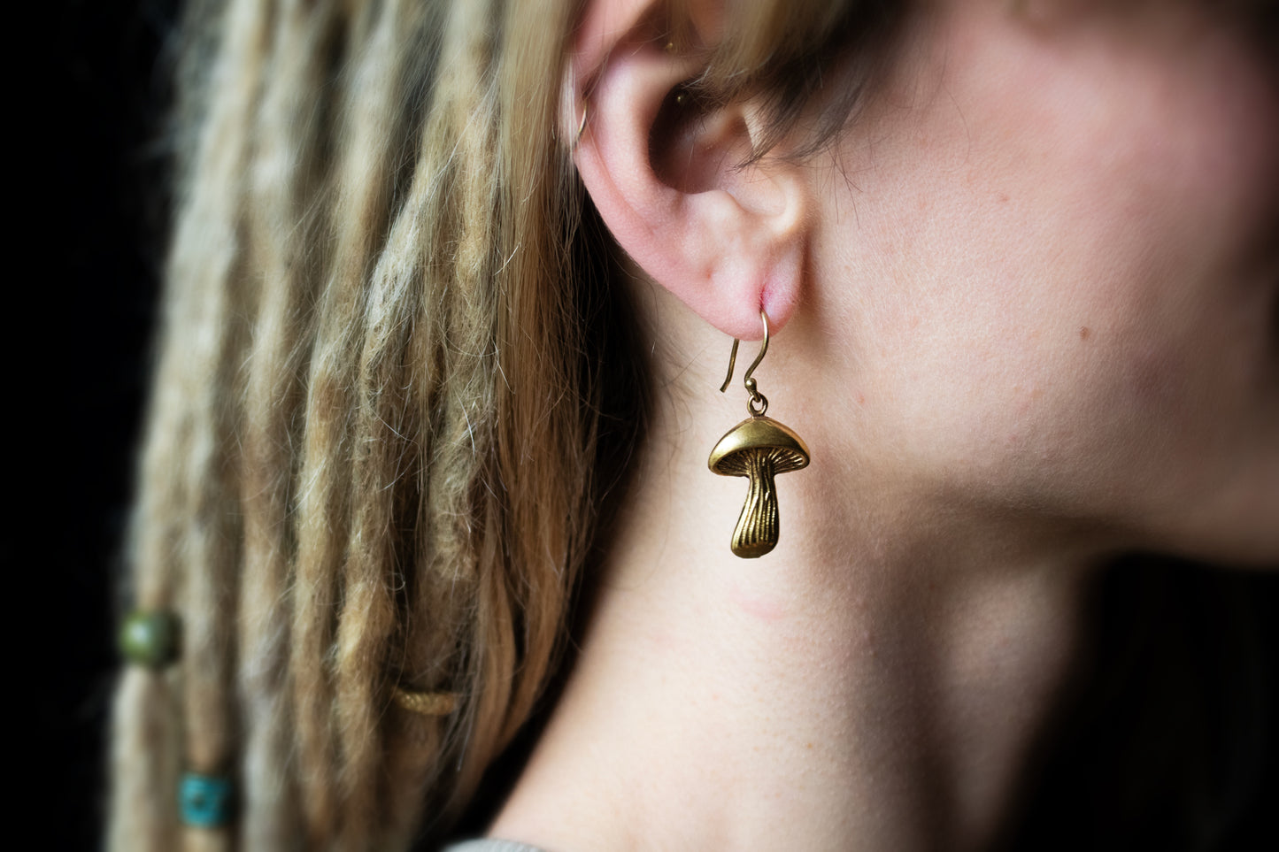 Mushroom Brass Earrings