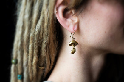 Mushroom Brass Earrings