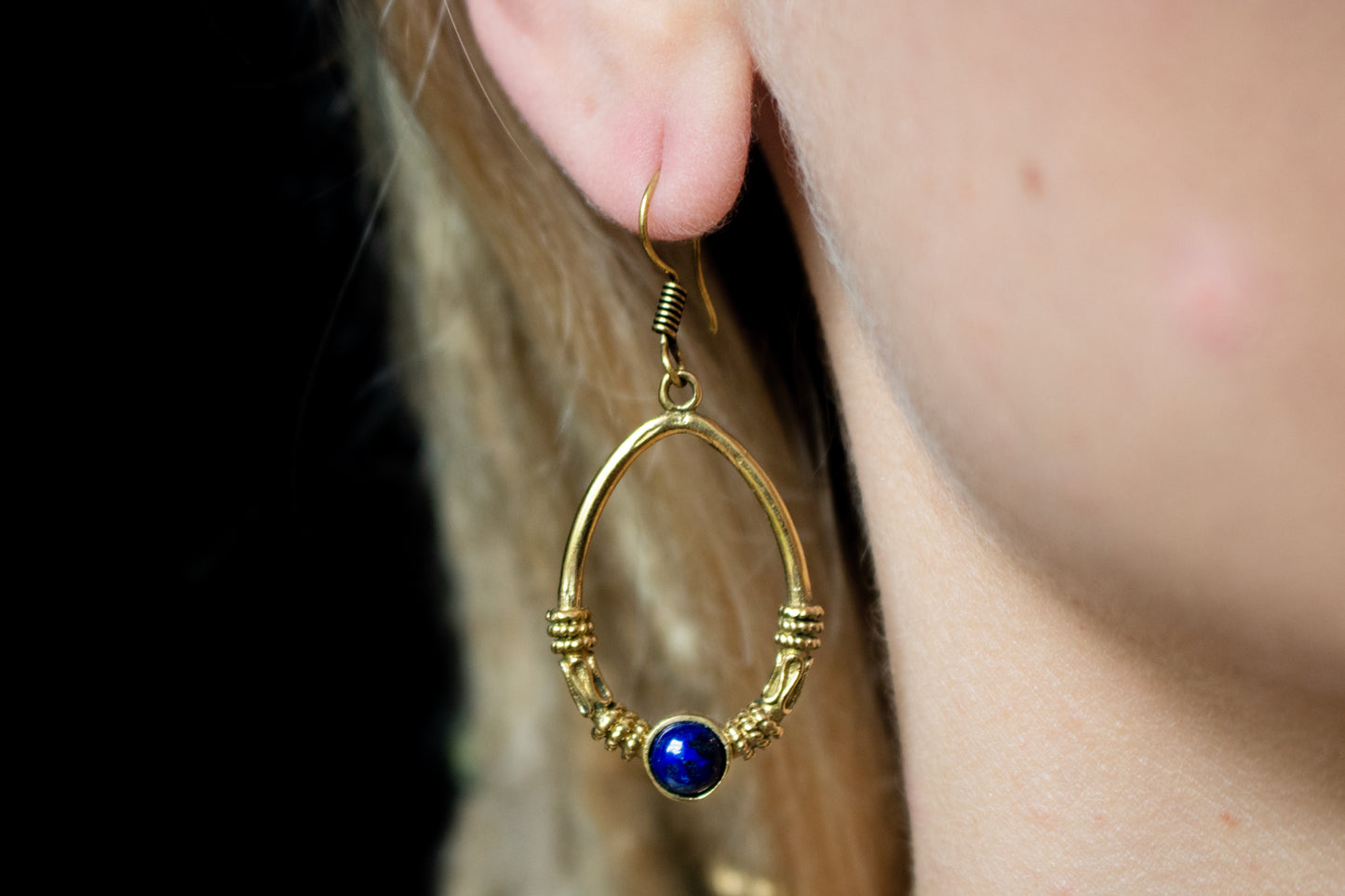 Golden Tribal Teardrop Earrings