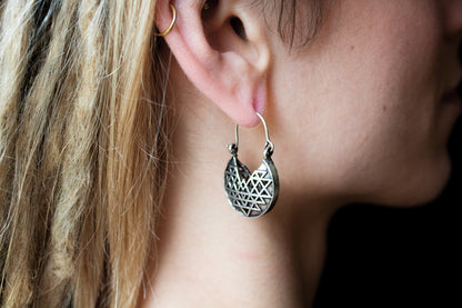 Silver Yantra Earrings