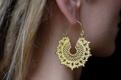 Golden Floral Hoop Earrings