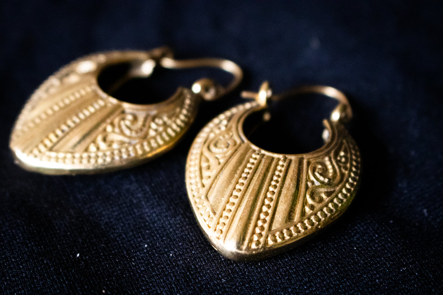 Gold Crescent Shield Earrings