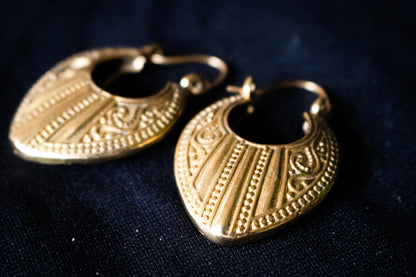 Gold Crescent Shield Earrings