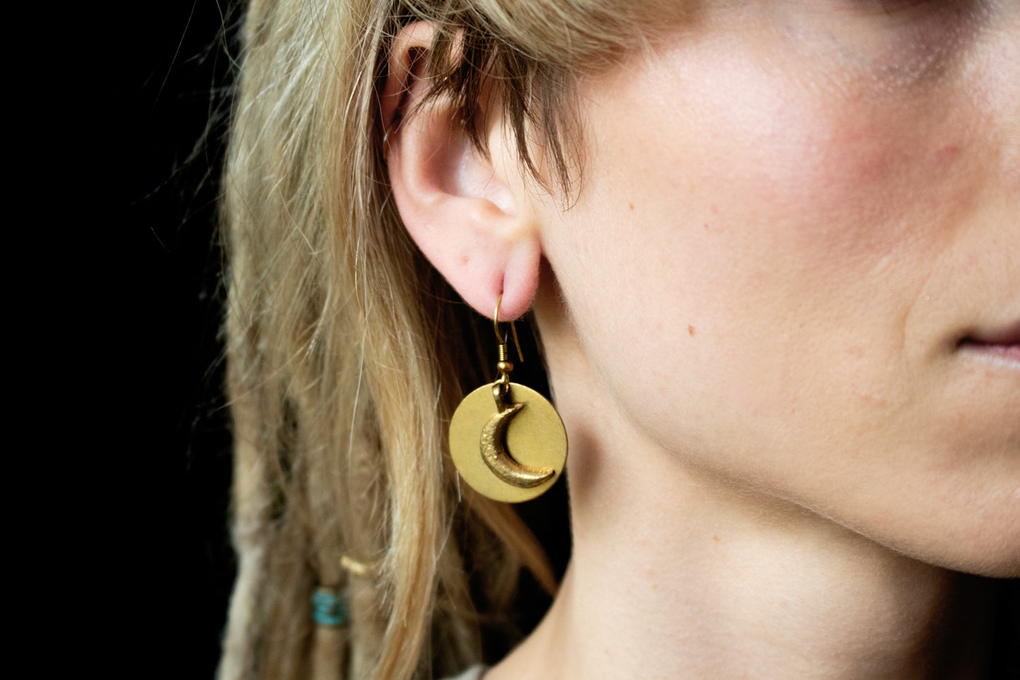 Golden Crescent Moon Earrings