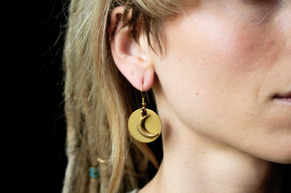 Golden Crescent Moon Earrings