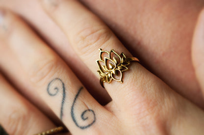 Gold Lotus Flower Ring