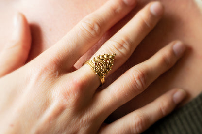 Golden Filigree Statement Ring