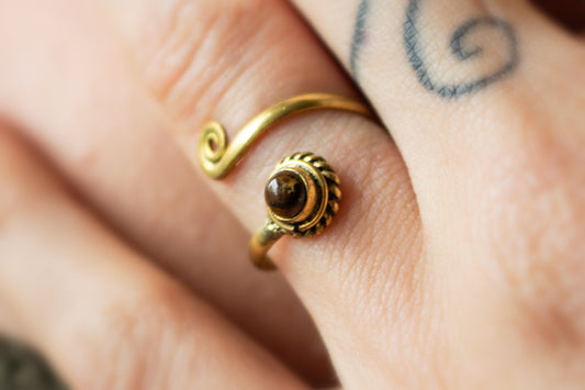 Spiral Gemstone Ring – Available in Various Gemstones - Tiger's Eye