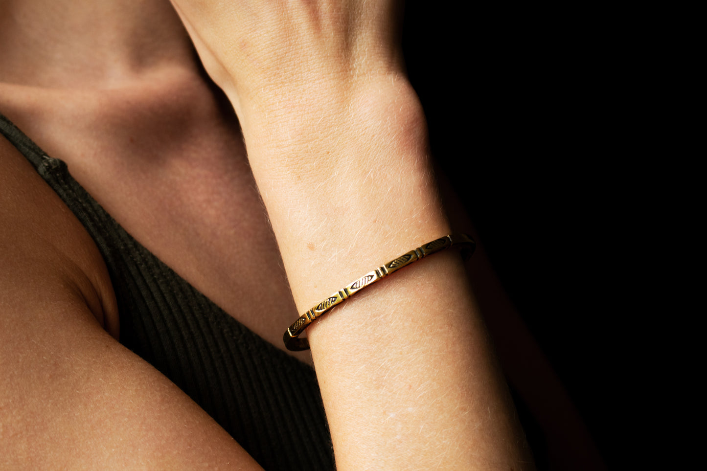 Minimalist Gold Engraved Cuff Bracelet
