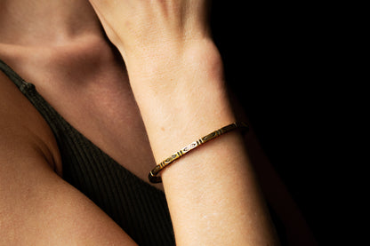 Minimalist Gold Engraved Cuff Bracelet