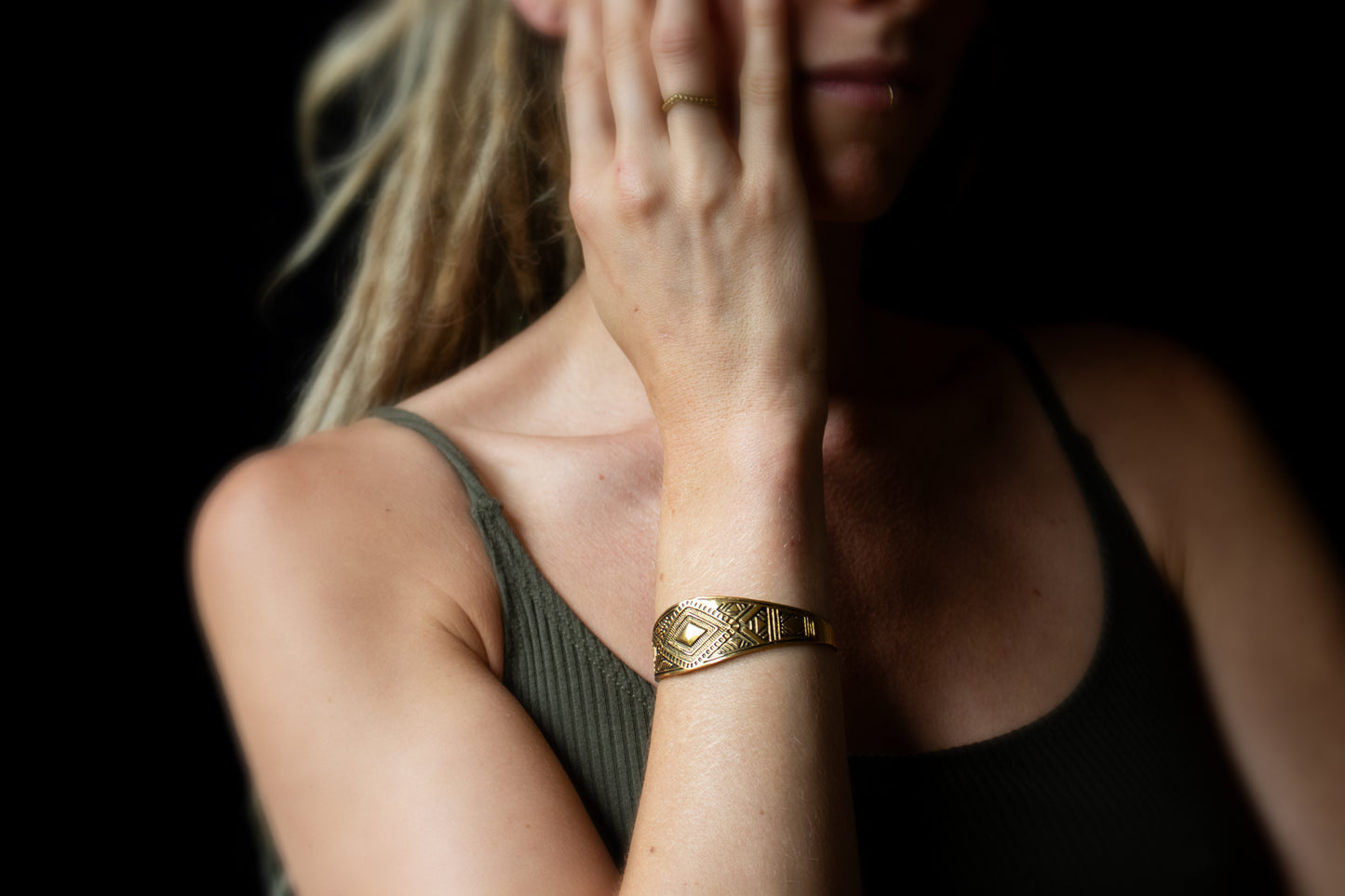 Vintage-Inspired Geometric Brass Cuff