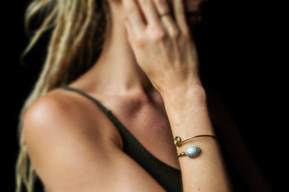 Gold Spiral Cuff Bracelet - Available in various gemstones