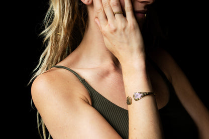 Tribal Etched Brass Cuff Bracelet