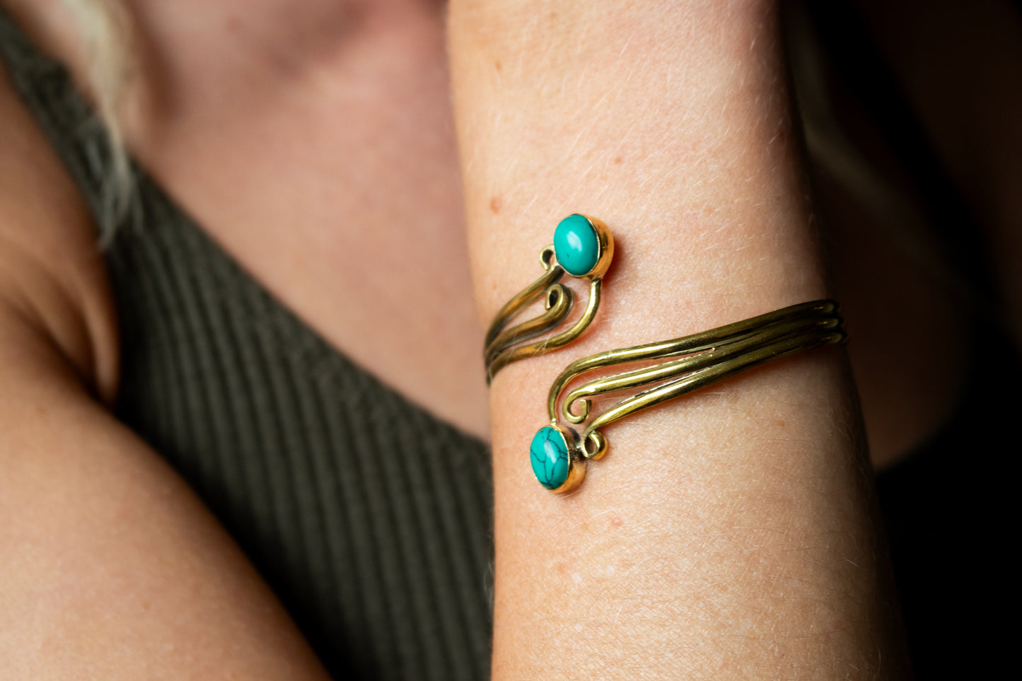 Gold Wire Wrap Gemstone Bracelet - Available in various gemstones