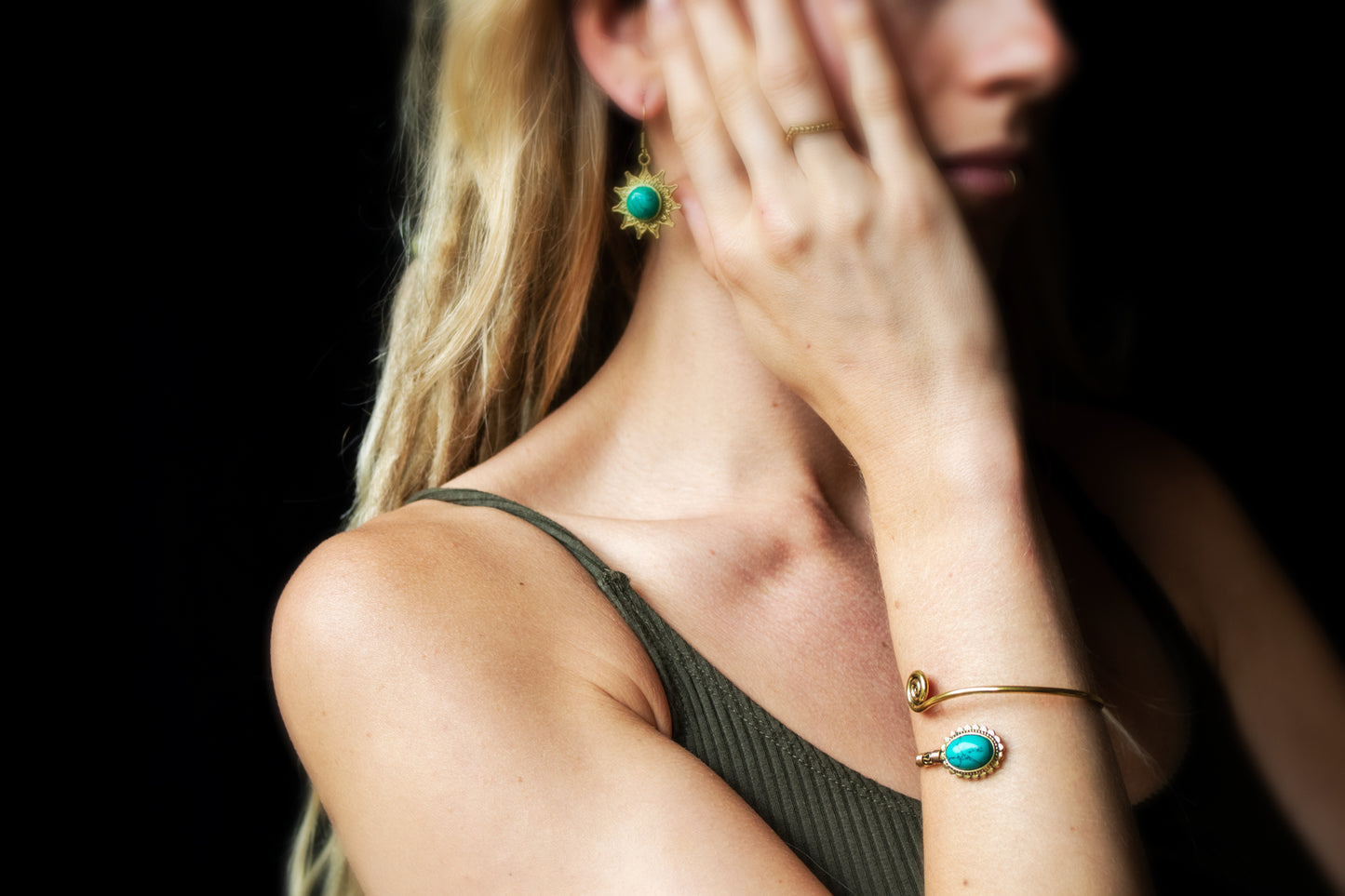 Gold Spiral Cuff Bracelet - Available in various gemstones