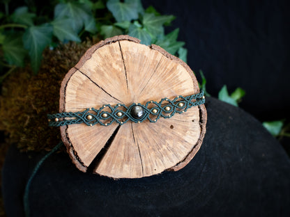 Forest Green Black Obsidian choker & headband