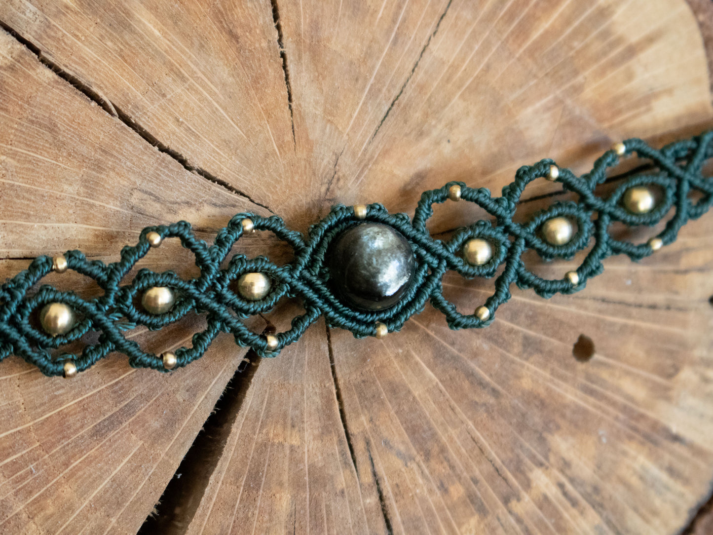 Forest Green Black Obsidian choker & headband