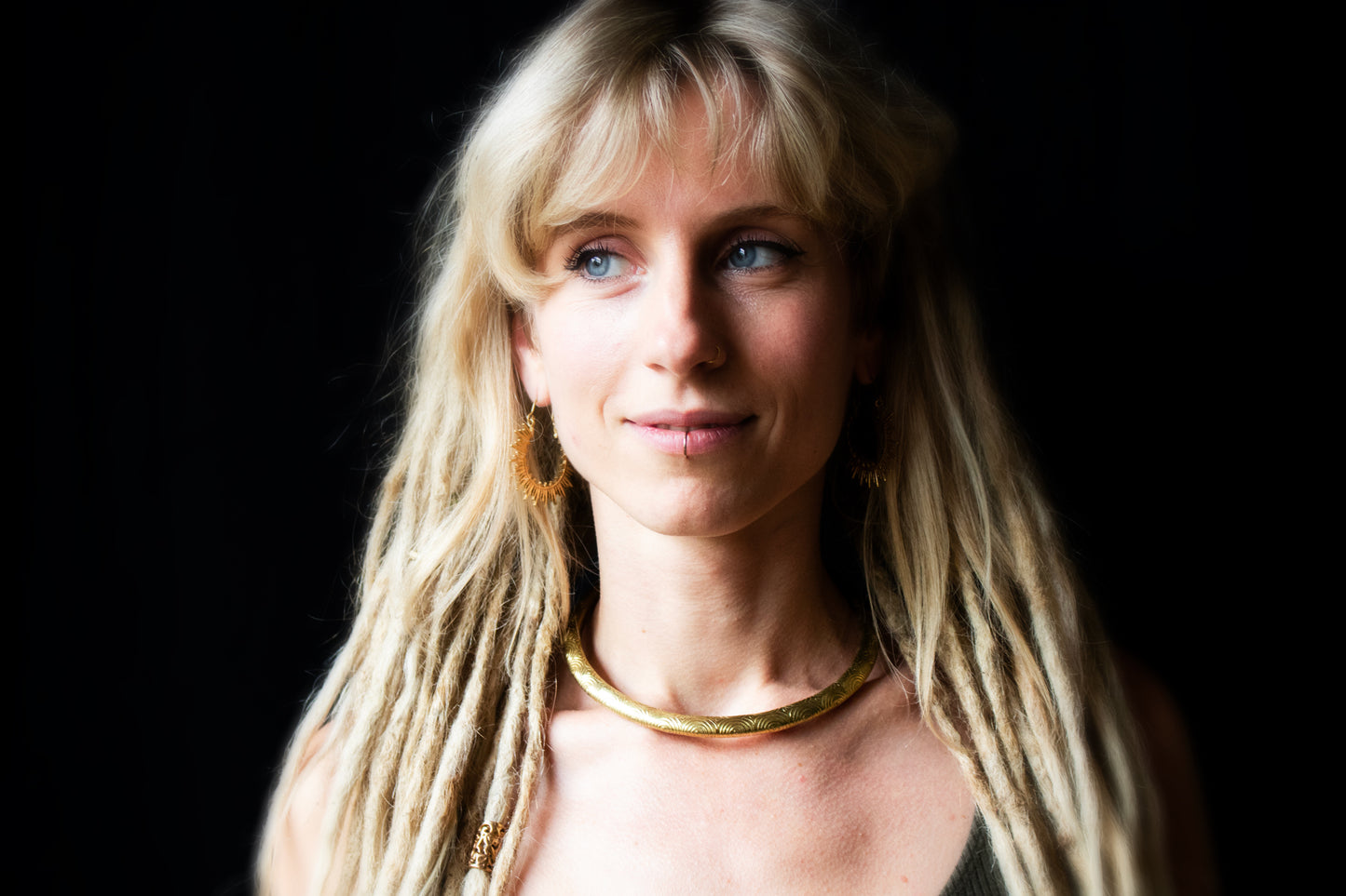 Textured Brass Collar Necklace