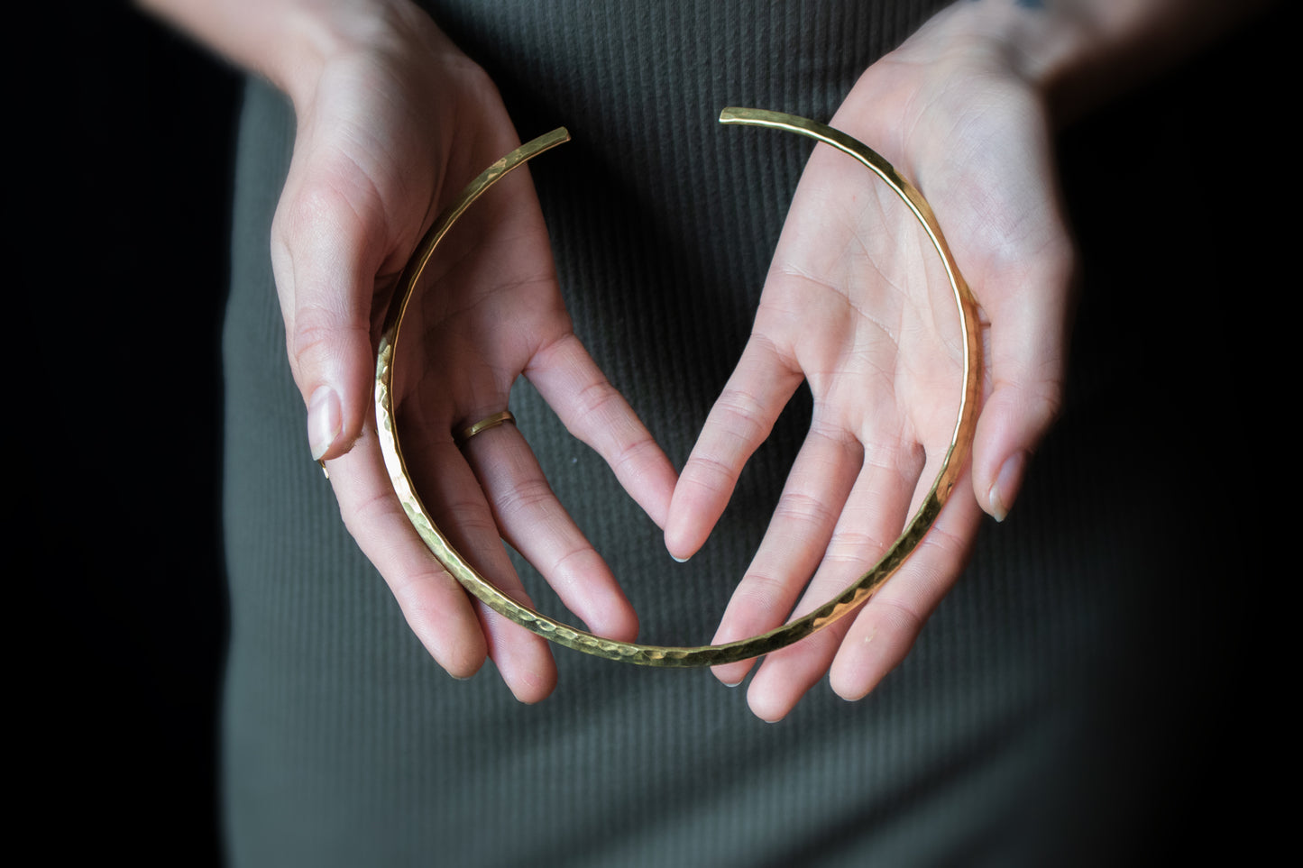 Minimalist Hammered Gold Collar