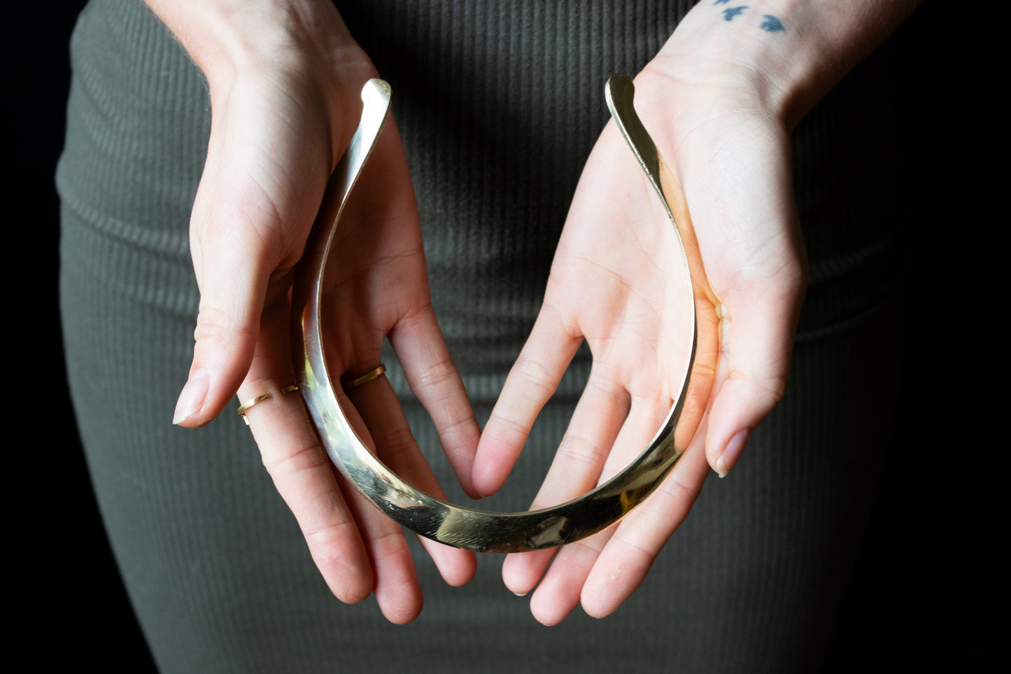 Sleek Brass Collar Necklace