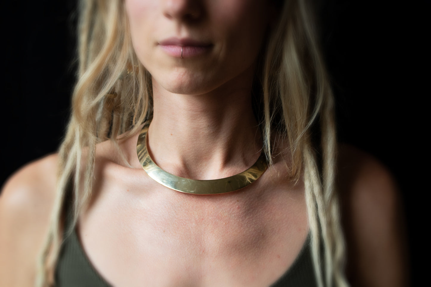 Sleek Brass Collar Necklace