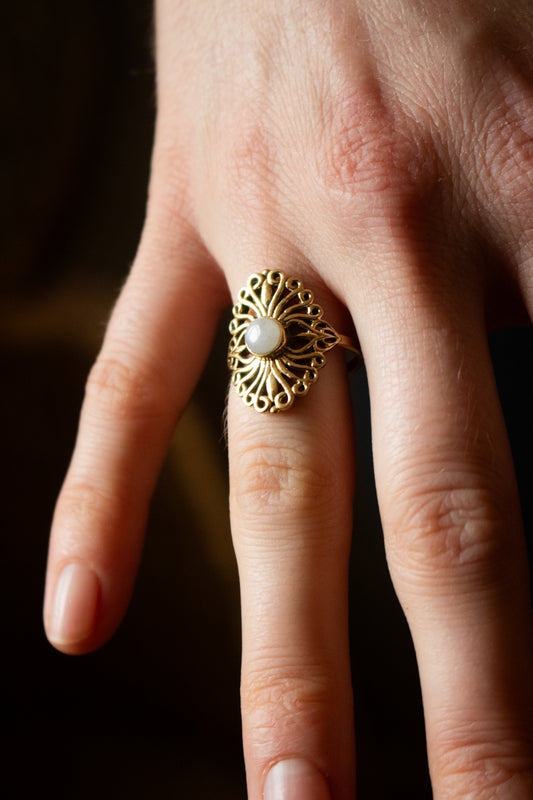 Golden Filigree Ring - Moonstone