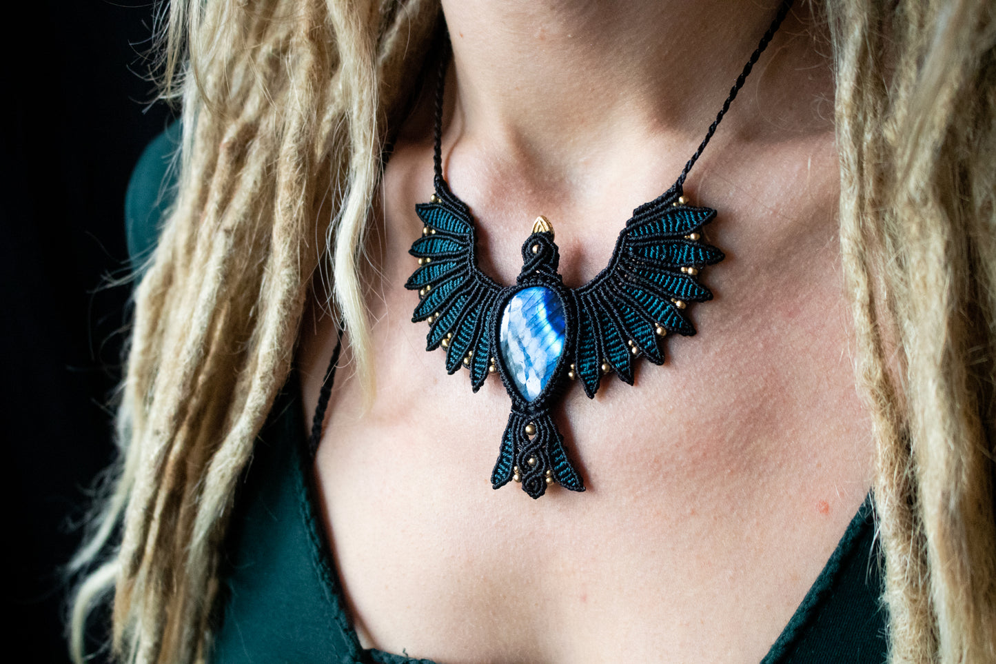 Blue spirit bird necklace