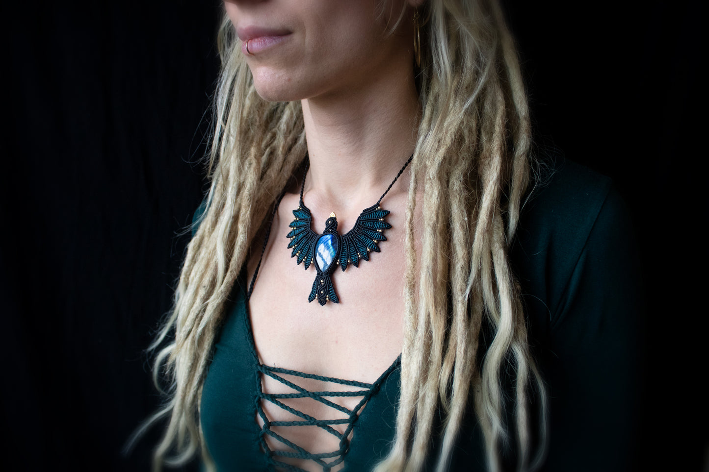 Blue spirit bird necklace