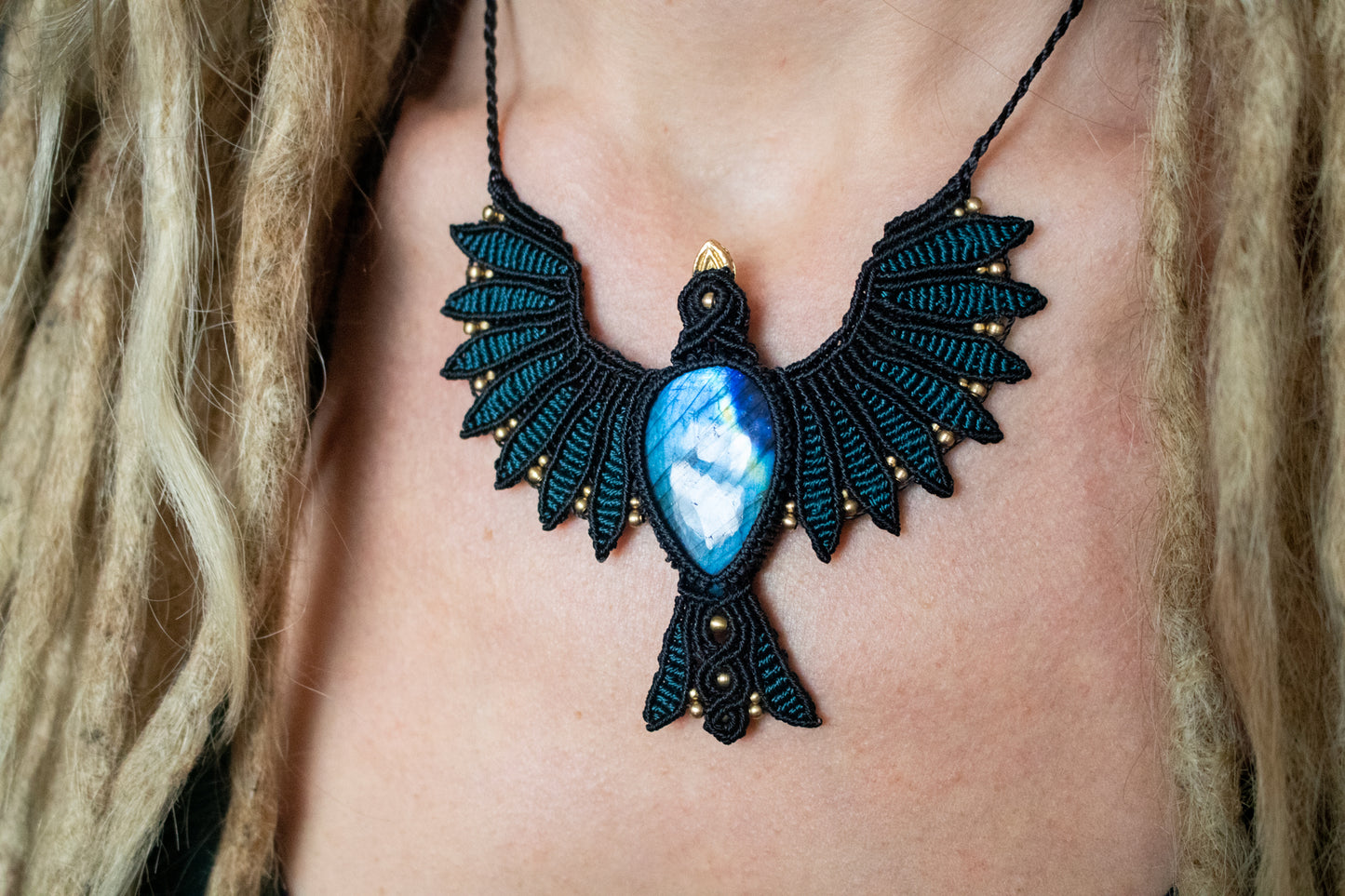 Blue spirit bird necklace