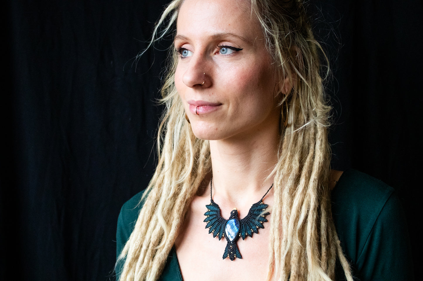 Blue spirit bird necklace