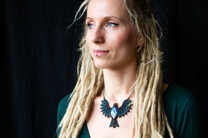 Blue spirit bird necklace