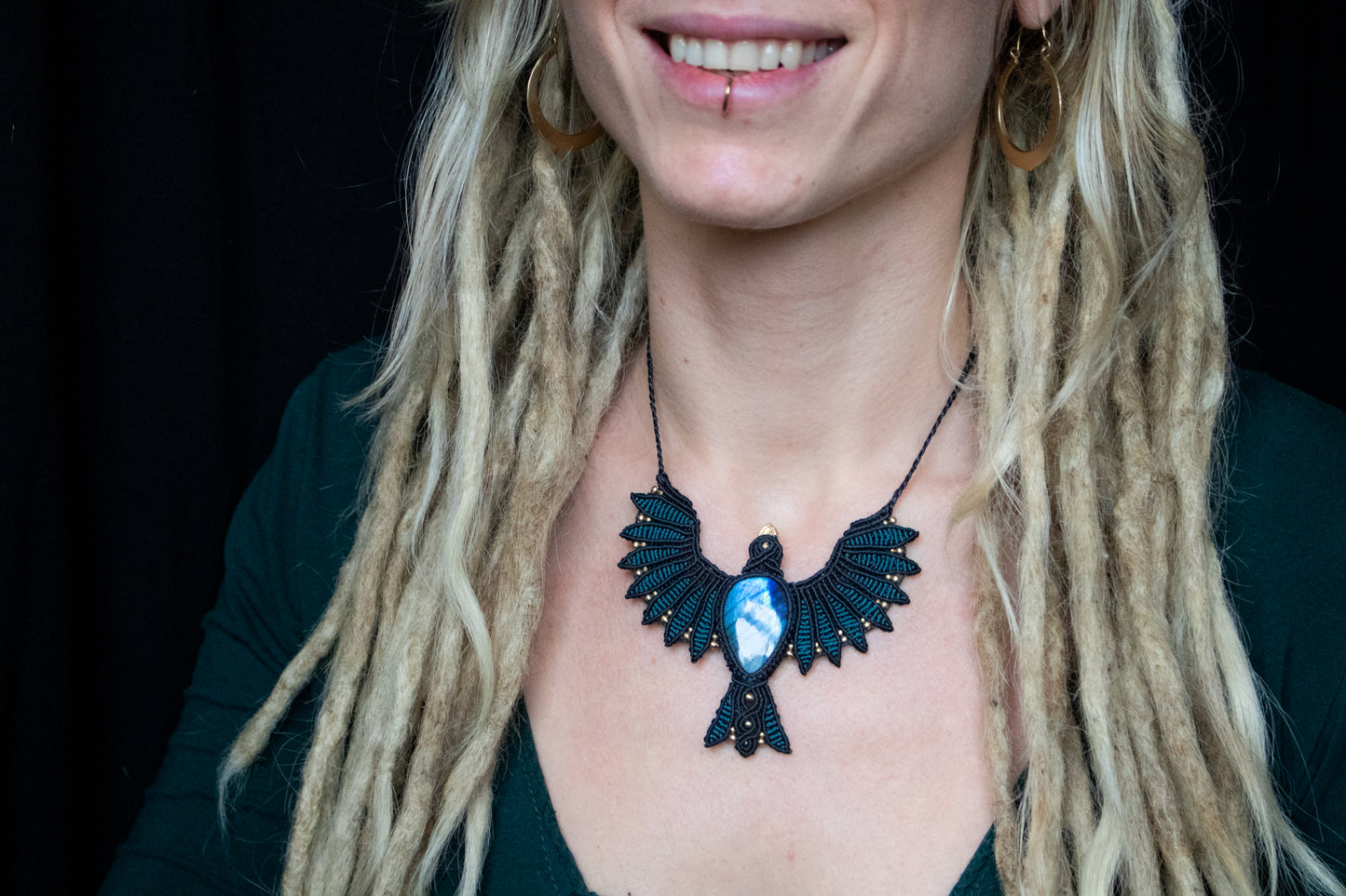 Blue spirit bird necklace
