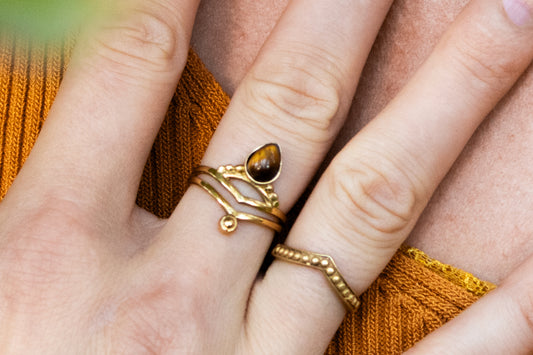 Boho Chic Ring– Available in Various Gemstones - Tiger's Eye