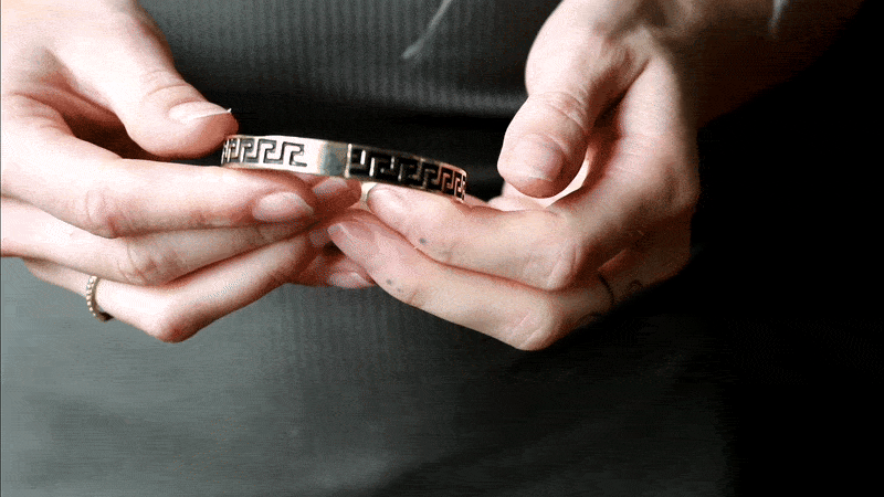 Greek Key Pattern Brass Bracelet